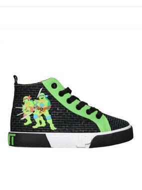 Ground up Ninja Turtle High Top Sneakers Youth Size 3 Black/Green Lace Shoe NWT
